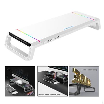 Stojan pro monitor počítače ze slitiny hliníku, Zvedák, Držák, RGB, 4 USB, Stolní organizér, Profesionální