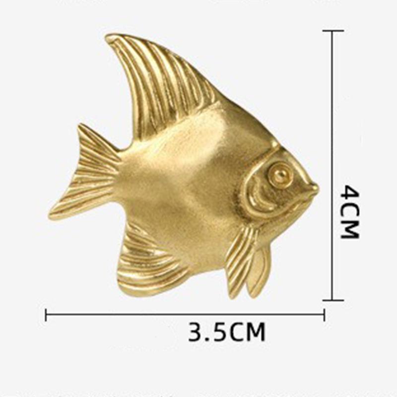 3pc Octopus Gold Color Shell Fish Brass Handle Retro Luxury Cabinet Door Knobs Single Hole Push-pull Wardrobe Drawer Pulls
