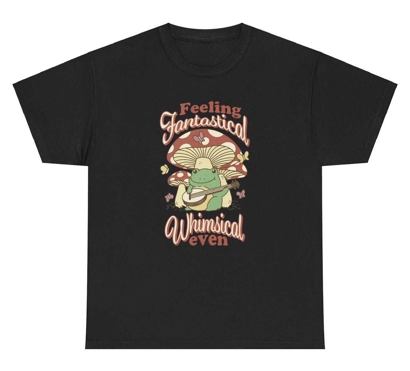 

Футболка с лягушкой Чувствуя фантастические причуды Смешная Счастливая Глупая Юмористическая Подарочная Футболка S