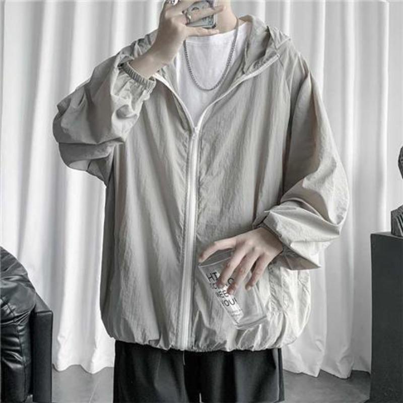 Sunscreen Jacket Men's Summer Thin Section Breathable Large Size Hooded Clothing Loose Casual Sports Sunscreen Jacket