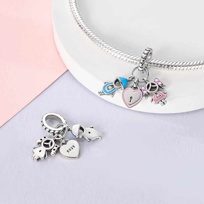 Copper Boys And Girls Lovers Pendants Charm For Genuine Bracelets Charms Bead Necklaces DoItYourself Female Jewellery