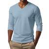 Men's V-neck Casual Solid Color Long-sleeved T-shirt Top