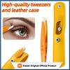Professional Stainless Steel Tweezers for Eyebrows Eyelids & Facial Hair Removal Slant Tip Beauty Tool with Storage Bag Gifts