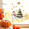 Winter Theme Party Supplies Christmas Window Static Sticker, Creative Snowman Tree Pattern PVC Decal, Waterproof Festival Atmosphere Wall Decals