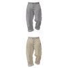 Men Solid Color Linen Loose Drawstring Button Casual Long Pants