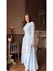 Women's European-American Style Waist-Cinched Long Sleeve Retro Dress, Soft and Elegant for Summer 2025