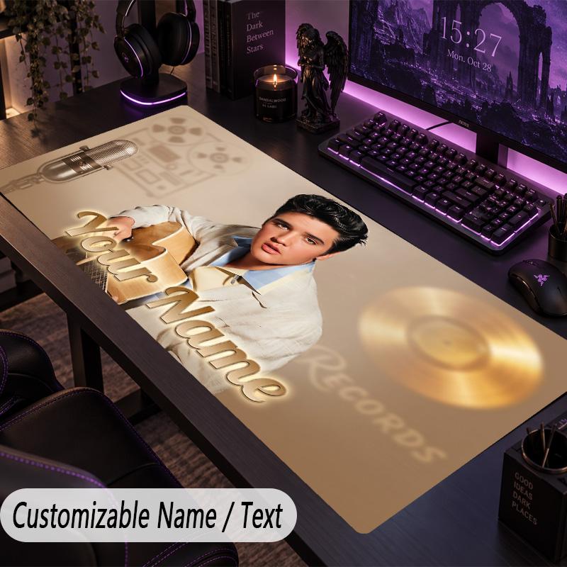 Large Mouse PadElvis Presley Custom Name Text Personalized Desk Mat Non Slip Gaming Pad
