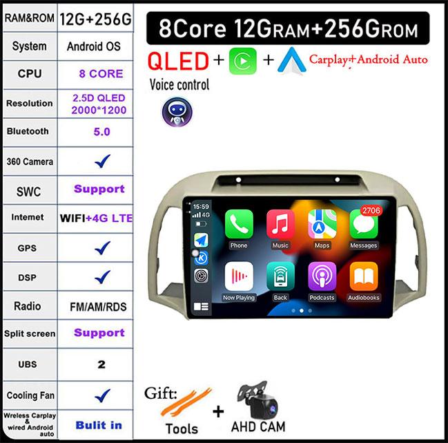 QLED Screen DSP For Nissan March 2002 - 2010 Android 14 Car Radio GPS Multimedia Video Player Stereo Navigation
