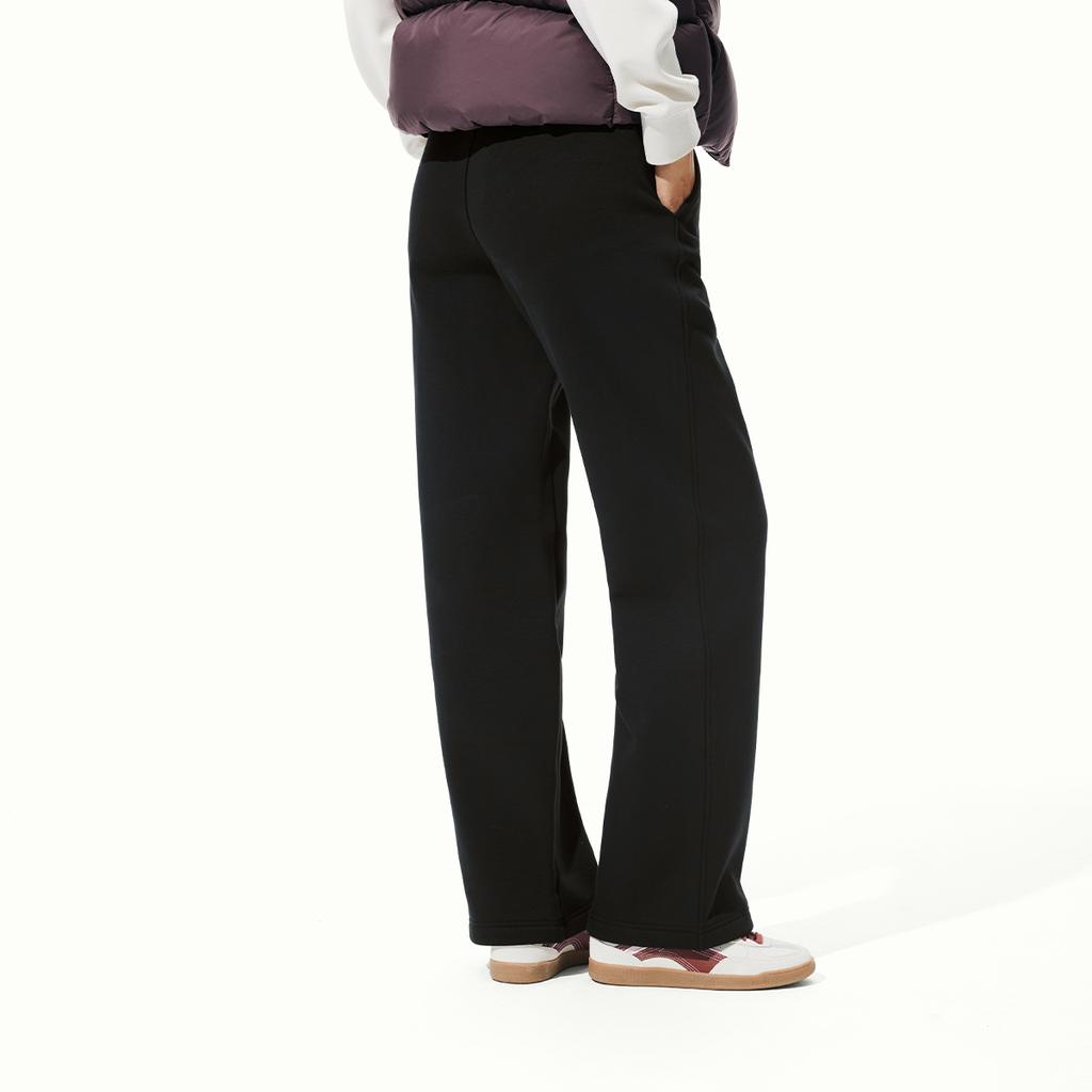 Li Ning Sports Lifestyle Series Comfortable Casual Simple Straight Thick Versatile Fleece Lined Warm Knitted Sweatpants Women bottoms AKLV958-4