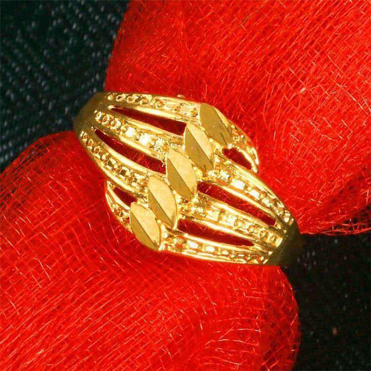 

Вьетнамское золотое кольцо для женщин: Не выцветает, подходит ко всем стилям, регулируемое отверстие Car flower seven