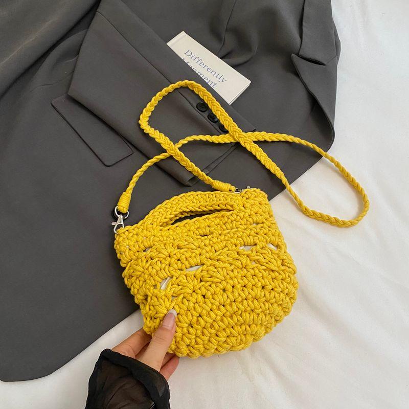 

Летние Летние Вязаные Сумки-Ведра Женские 2025 Новое Поступление Приморский Отдых Хлопковая Плетеная Пляжная Сумка-Мессенджер для Телефона Egg yellow