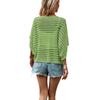 2026 New Round Neck Solid Color Women's Bat Sleeve Hollow Loose Knit Sweater