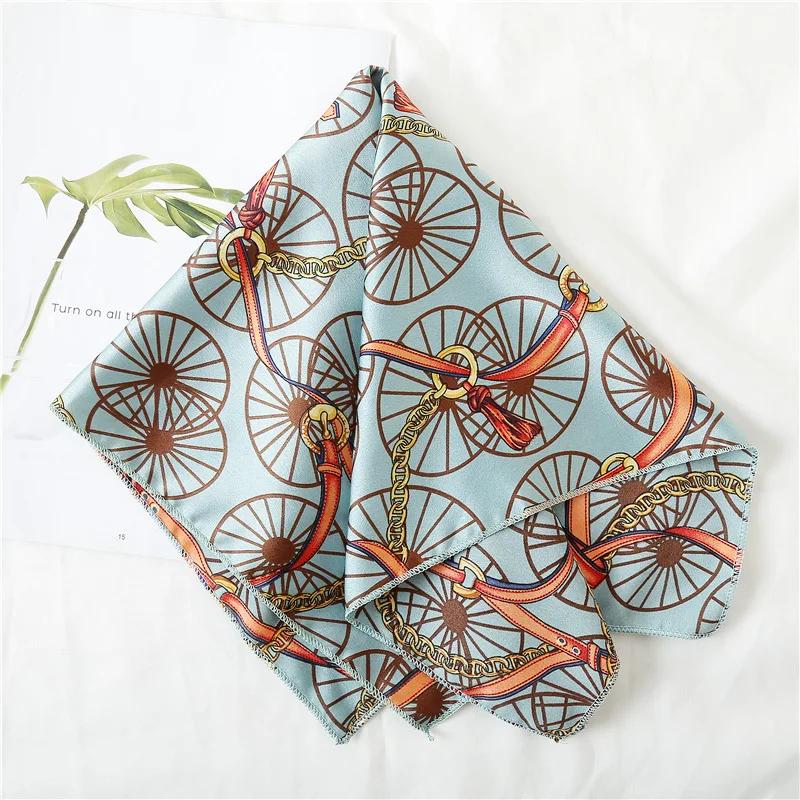 50x50 Square Scarf Hair Tie Band For Business Party Women Elegant Small Vintage Skinny Retro Head Neck Silk Satin Scarf Present