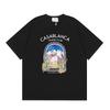 T-shirt Imprimé Casablanca Hommes Femmes Coupe Ample Manches Courtes Haut Décontracté