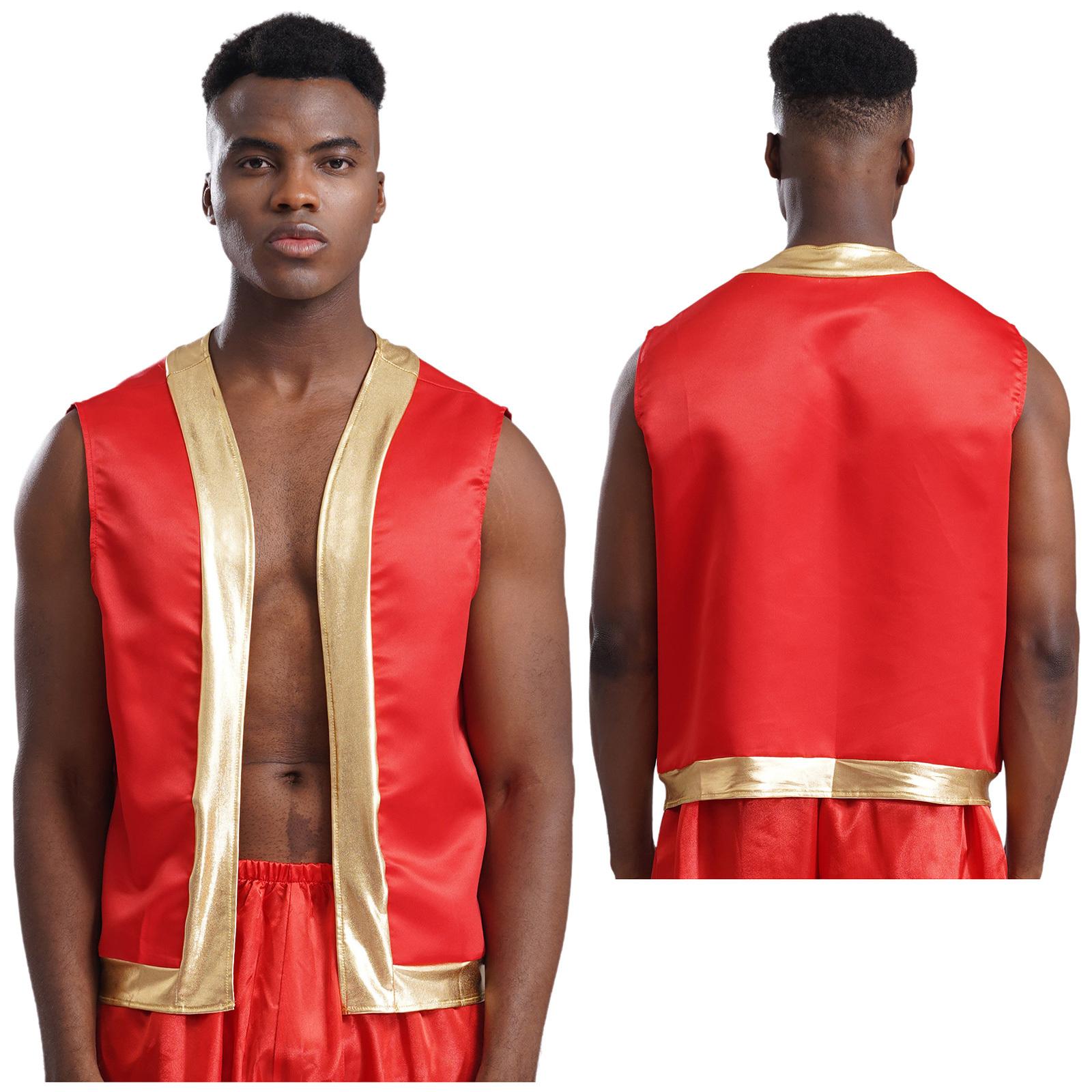 

Мужские костюмы на Хэллоуин в виде жилета жабы, открытый спереди, с металлической блестящей отделкой, контрастный жилет, мультяшный капитан косплей для вечеринки M красный