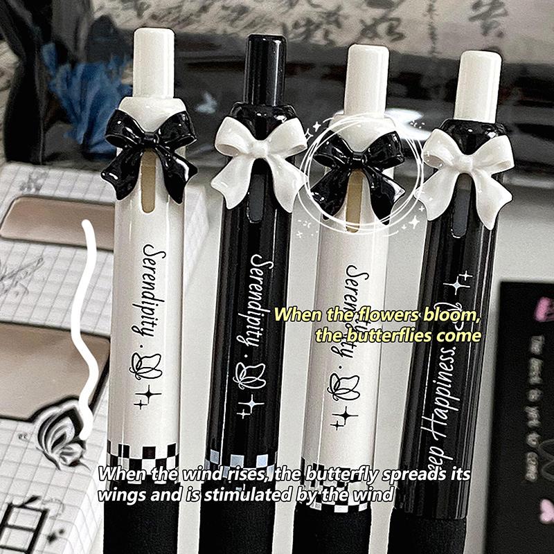 

4Pcs Sweet Bow Gel Pen For Women Girls Quick-Drying Neutral Pens Writing Smooth Pens Office Supplies Student Stationery Gifts