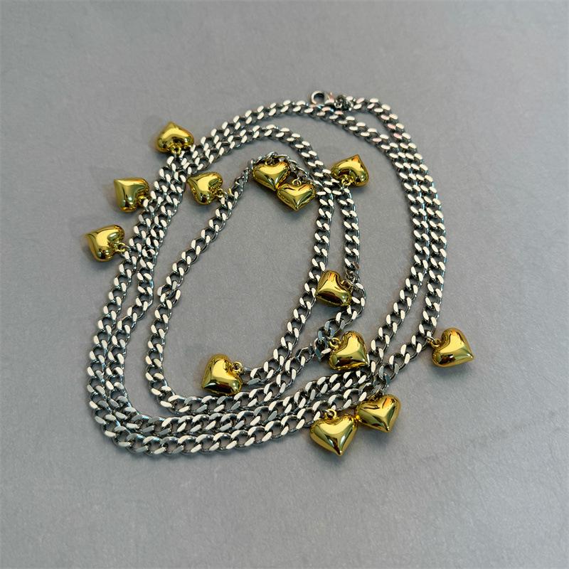 Niche High-End Metal Heart Pendant Necklace & Body Chain for Men and Women