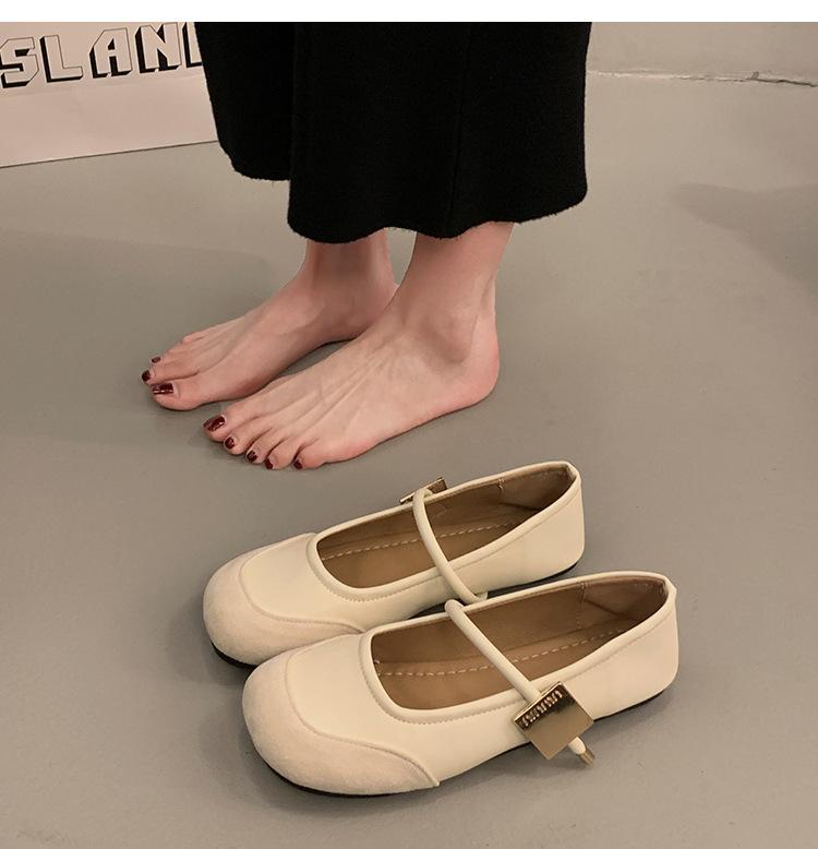 French Mary Jane shoes women's shoes 2025 spring and autumn new soft sole non-slip soft surface word with shallow mouth single shoes with skirt