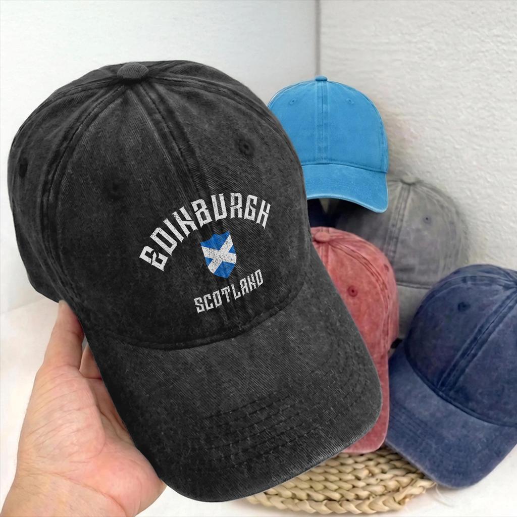 Edinburgh Scotland United Kingdom Unstructured Baseball Caps Distressed Denim UK Flag Snapback Unisex Running Adjustable Hats