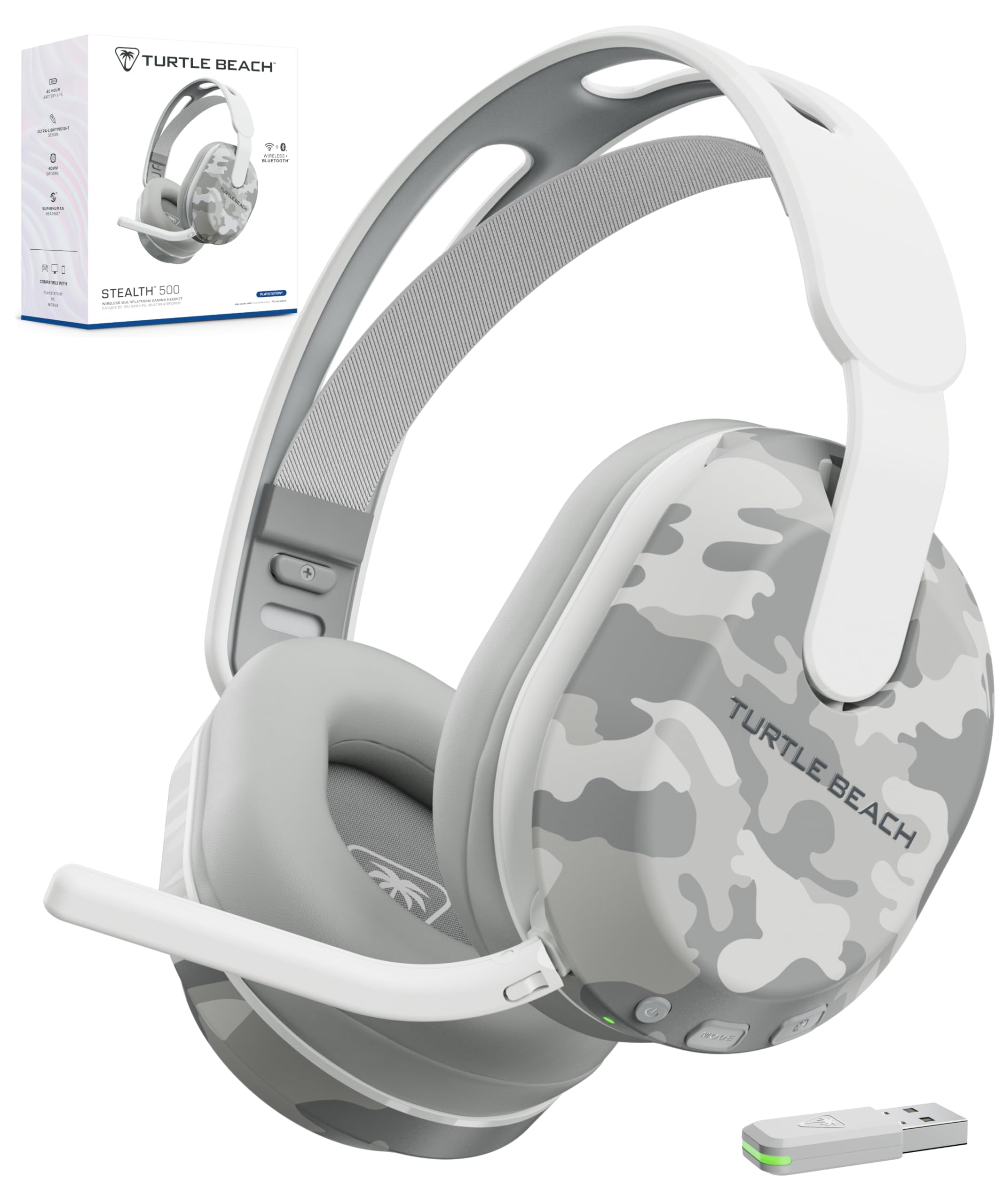 

TURTLE BEACH Stealth 500 PS Gaming Camo Wireless Lightweight Tempest3D Headphones with Compatible with Handheld Game and Steam 40 Hours of Battery EQ