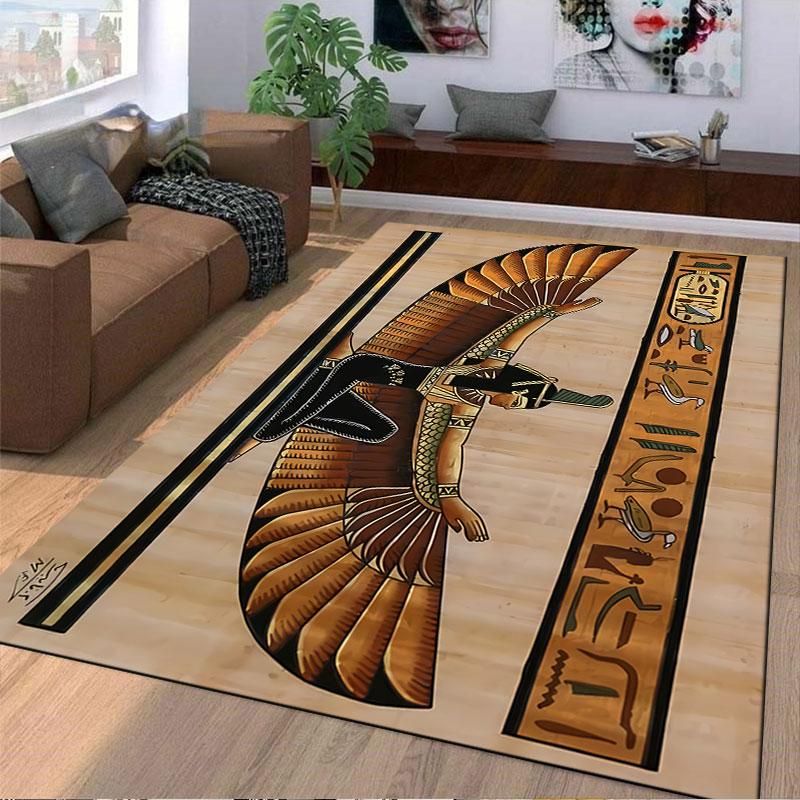 Egyptian Winged Goddess Art suitable as a non-slip mat for the living room or bedroom sofa
