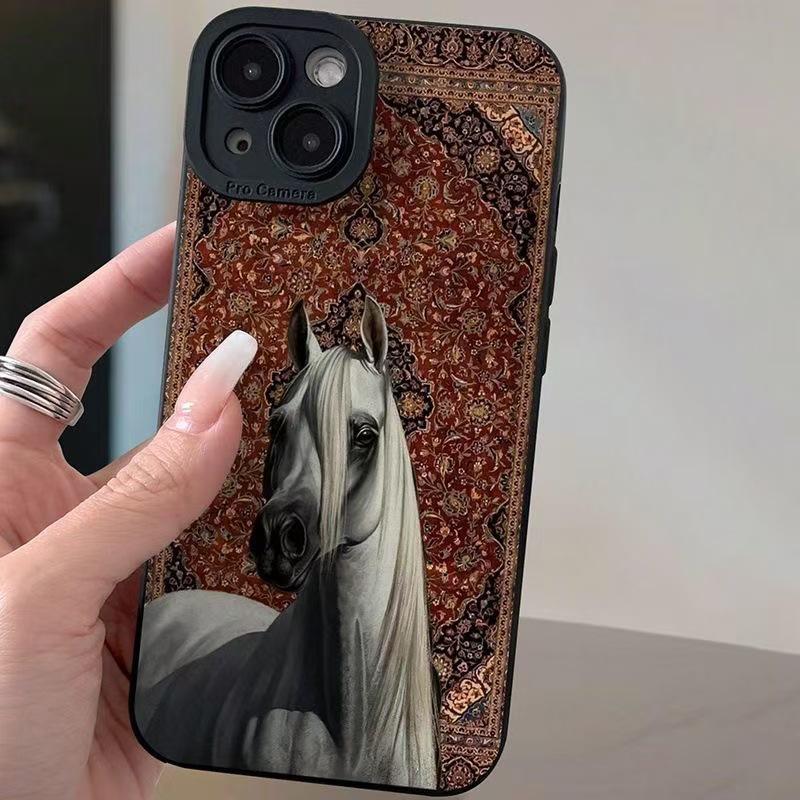 Patterned Horse Case for iPhone 13/14/15/16 Pro/17 Pro - Soft, Premium Fit