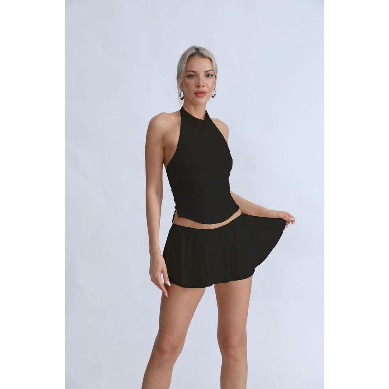 Foreign Trade Sports Fitness Includes Chest Pad Hanging Neck Yoga Beauty Back Running Top Anti-exposure Quick-Drying Tennis Short Dress Set