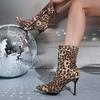 Fashion Leopard Booties High Heels 2025 New Sexy Naked Boots