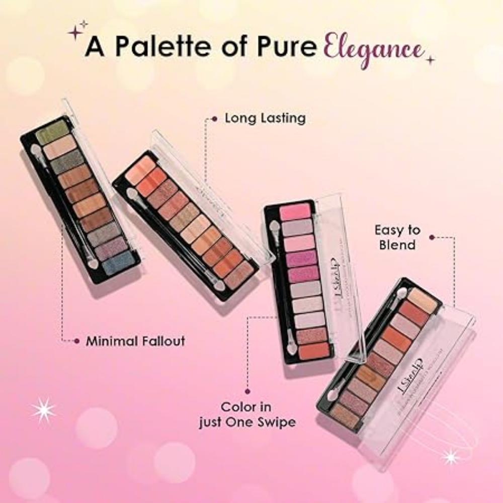 Get Smoky 10 Color Eyeshadow Palette | Smudge Free | Long Wearing And Easily Blendable Eye Makeup Palette Matte, Shimmery And Metallic Finish