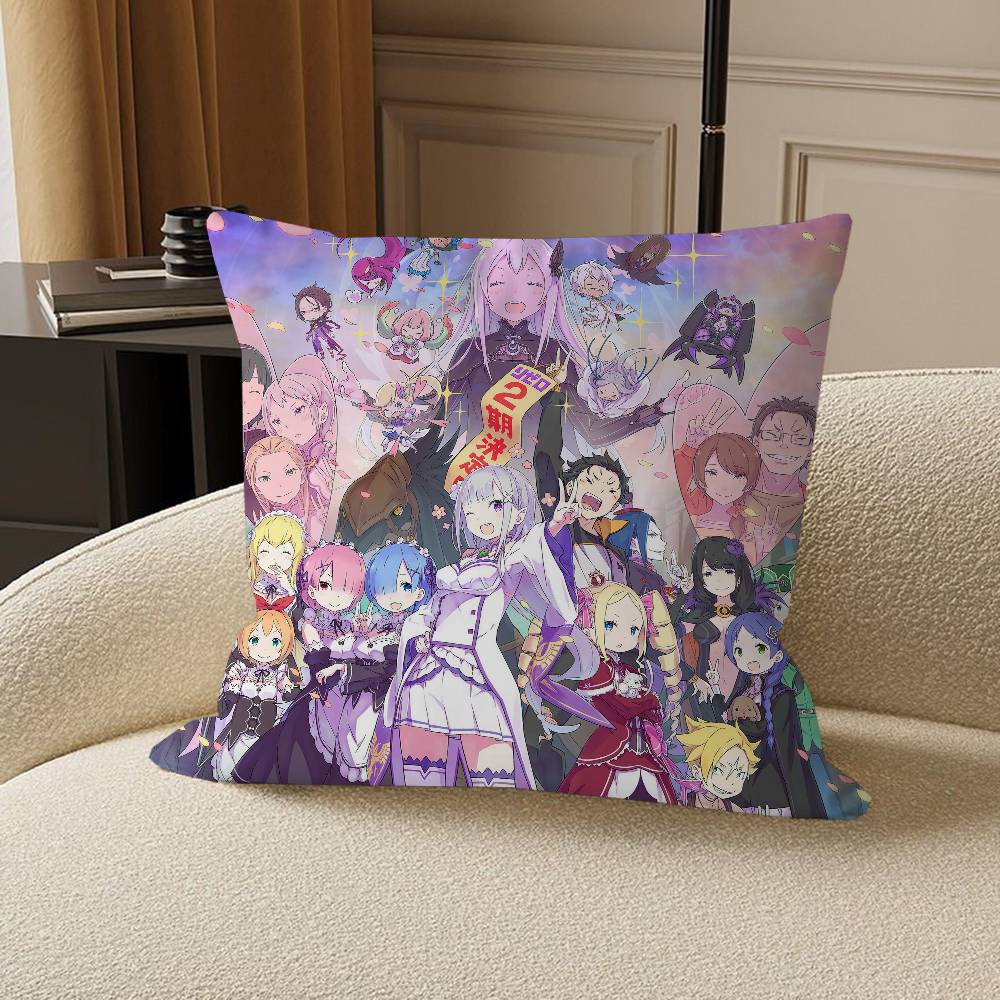 Anime R-Re-Zero Kudde Anime Kudde Soffsäng Huvudkudde Överdrag Kuddöverdrag 45x45 cm Mode