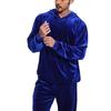 Fashion Solid Color Velvet Two Piece Sets Mens Fall Winter Casual Long Sleeve Hoodie And Pants Outfit Men Clothing Vintage Suits