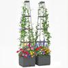 2 Pack Raised Garden Bed with Trellis Planter Box 28 X 28 X 140 Cm