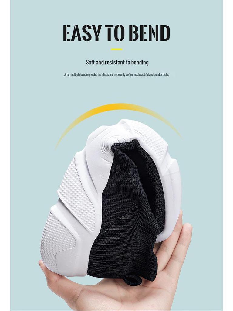 Sommerleichte Flyknit Socken-Schuhe für Paare: Atmungsaktiv, Übergröße, Dicke Sohle, Lässige Lauf-Sneaker für Herren