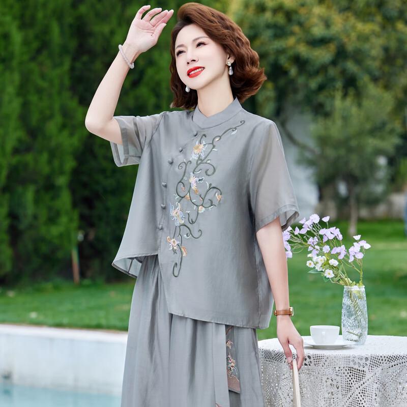 Hongdou 2025 Summer T-Shirt & Shorts Set for Middle-Aged Women