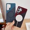 Carbon Fiber Pattern Magnetic For Magsafe Case For Samsung S25 S24 S23 S22 Note 20 Plus Ultra FE Frameless Matte Bumper Cover