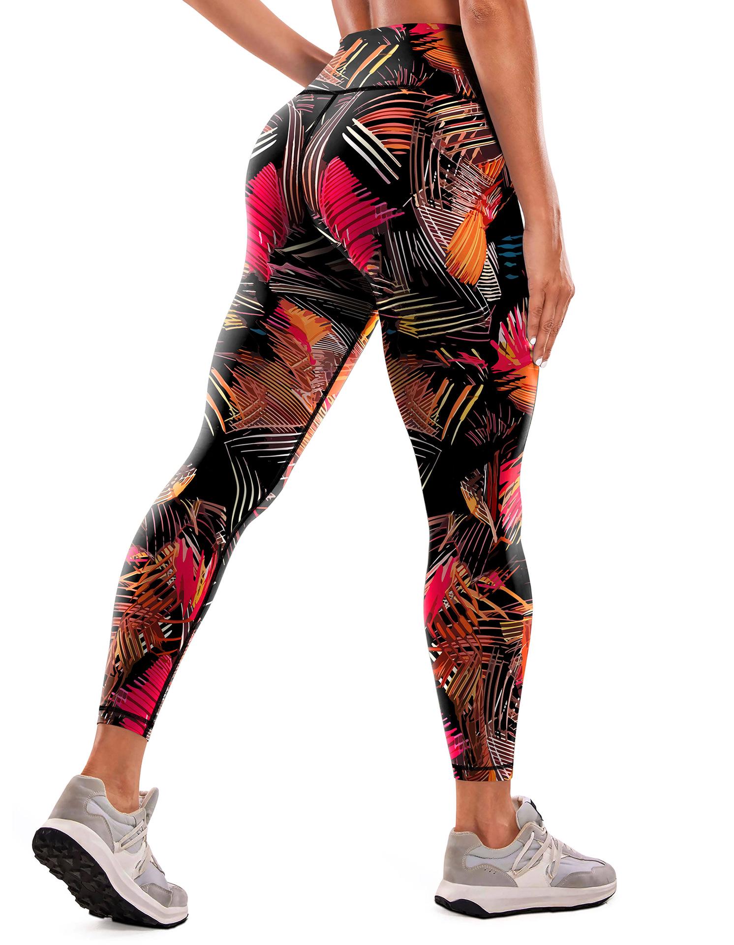

High-Waisted Rainforest Print Yoga Pants for Women Extra Large