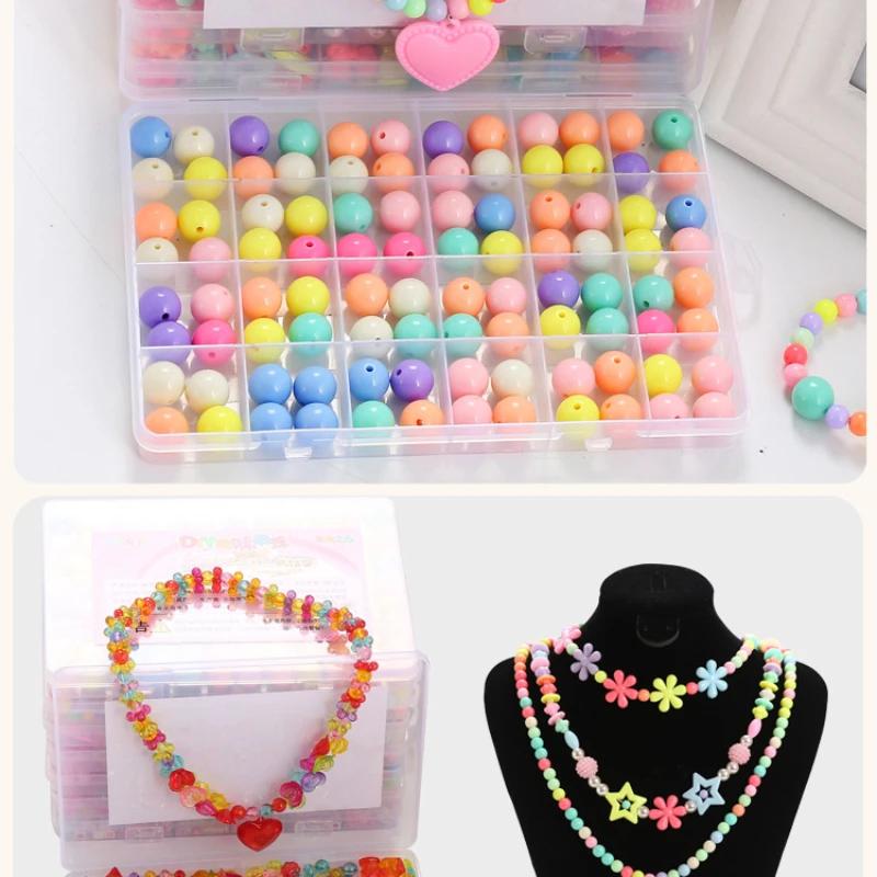 Children's Handmade Beaded Girls Wear Beads Educational Toys Diy Jewelry Bracelet Necklace Jewelry Around Beads Beads Set