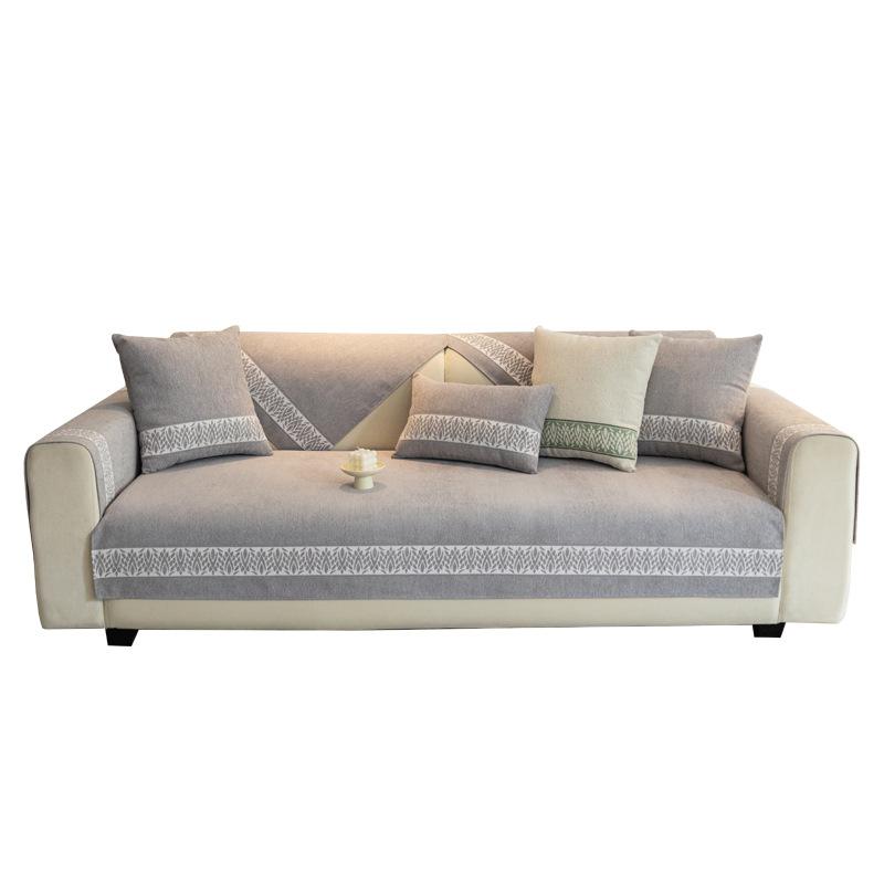 Almofada de sofá New Four Seasons Universal Light Luxury High-End Leather Sofa Cover Almofadas de assento antiderrapantes Capa de encosto Toalha