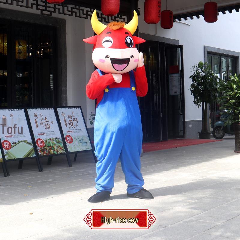 New Year Lucky Ox God of Wealth Cartoon Mascot Costume for Adults