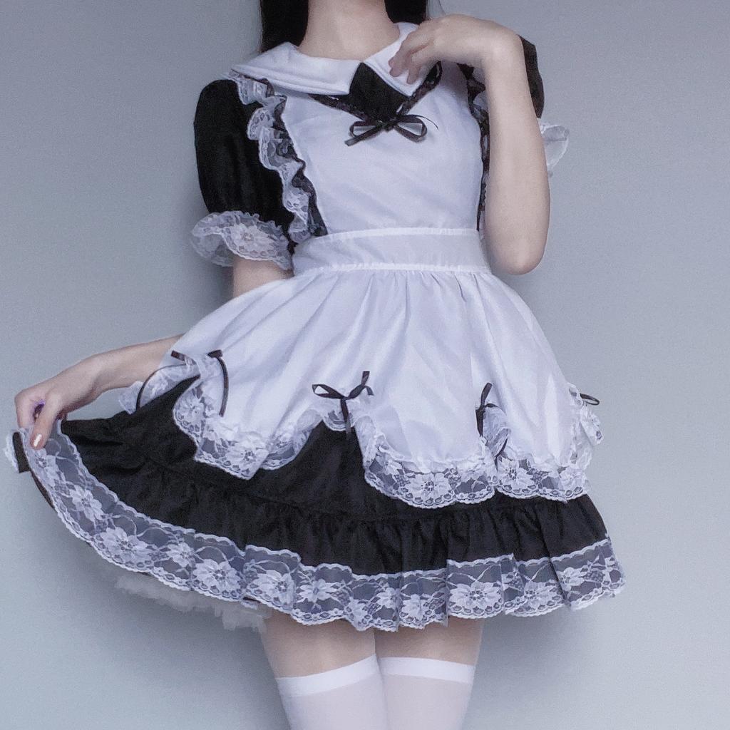 Mengmeng Soft Girl Sexy Lace Maid Dress Photogenic Set