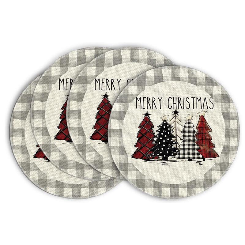 Festive Style Christmas Round Placemats - 4-Piece Set for Holiday Table Decor