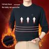 Men's Fleece-Lined Long Sleeve Wool Sweater - Casual Loose Fit, Autumn/Winter Style