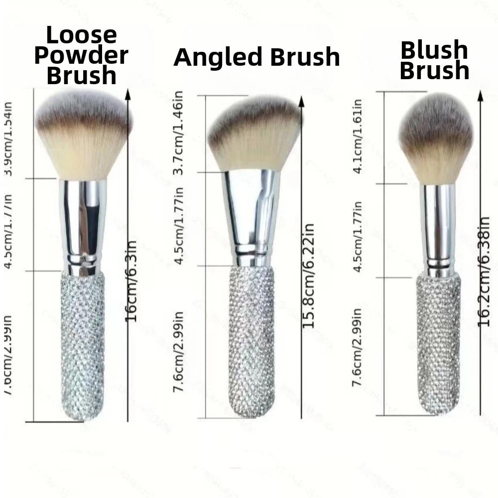 Diamond Embedded Blush Brush Soft Bristles Multi-Functional Brush  Various Makeup Looks