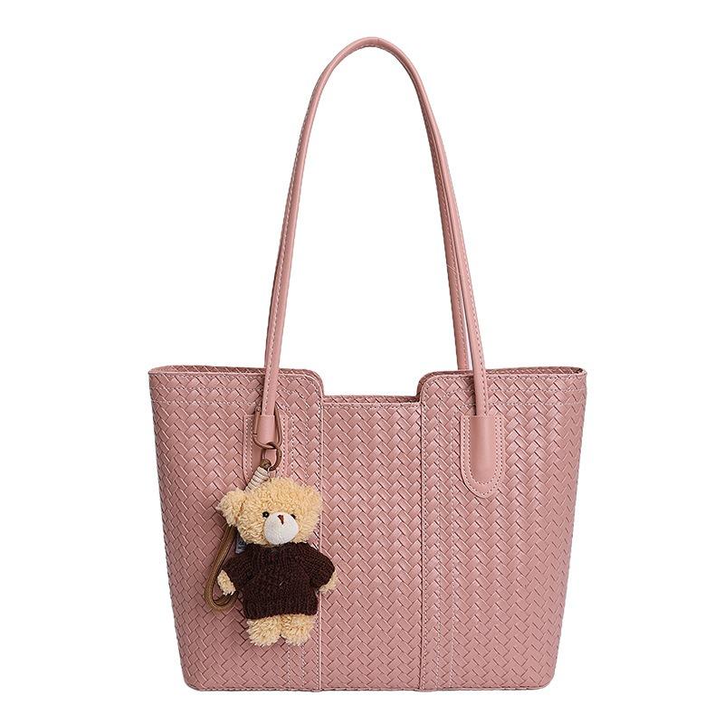 Large-capacity Retro Tote Bag with Woven Pattern, Single-shoulder Bag for Women