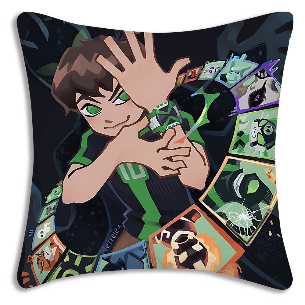 Pillow Covers Cartoon B-Ben 10 Cool Cartoon Sofa Decorative Home Double-Sided Printing Short Plush Cute Cushion Cover