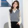 Women's Korean Style Knit Pullover Vest - Casual College Sweater Top