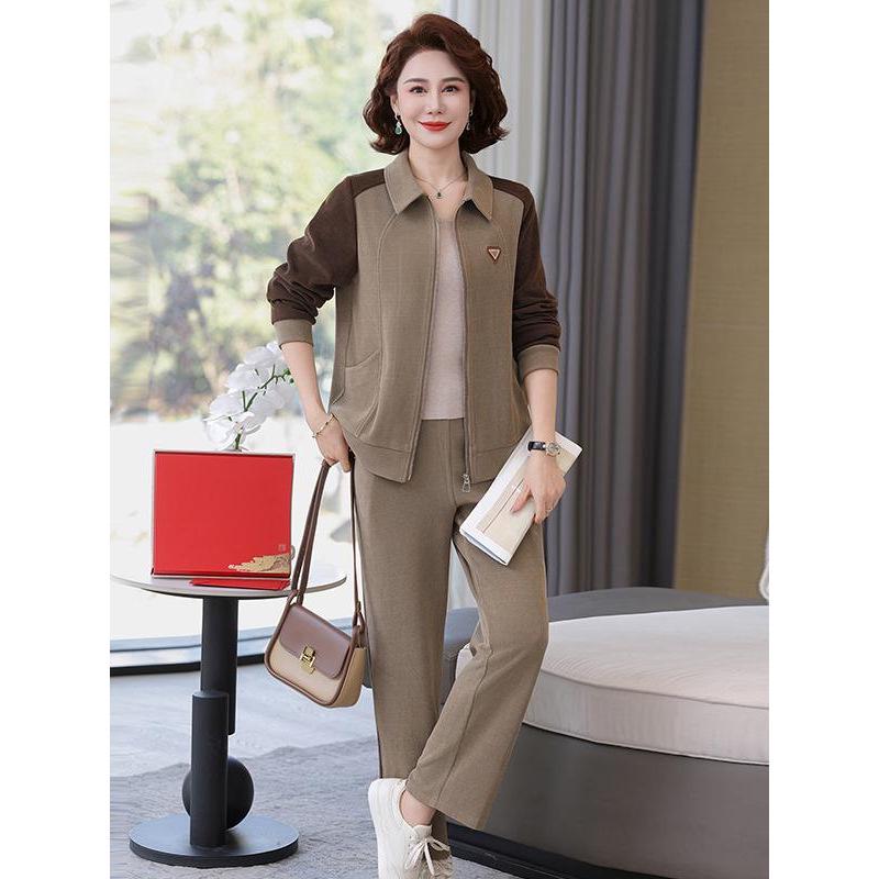 

Anjiuer Fashionable Spring/Autumn Casual Jacket and Sports Suit for Middle-Aged & Elderly Women 4XL [138-150 jin] кавовий