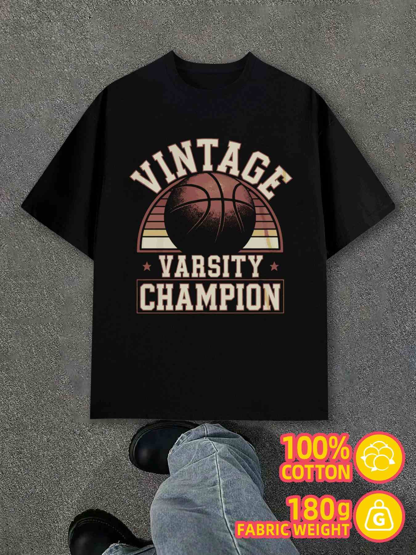 Men s T-Shirt Y2K Vintage Basketball Champ Regular Fit 3XL