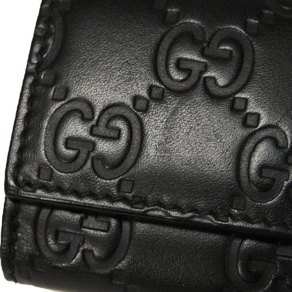 Used Guccissima 6-ring keychain (138093 7949) with double G embossing (9539) in black. Unisex. from Japan AUTHENTIC