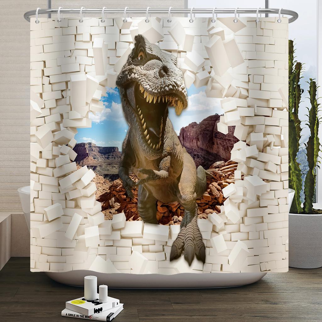 Funny Dinosaur Shower Curtain for Bathroom Cute Animal Cool Dinosaur Children Bathroom Curtain Waterproof Bath Curtain Decor